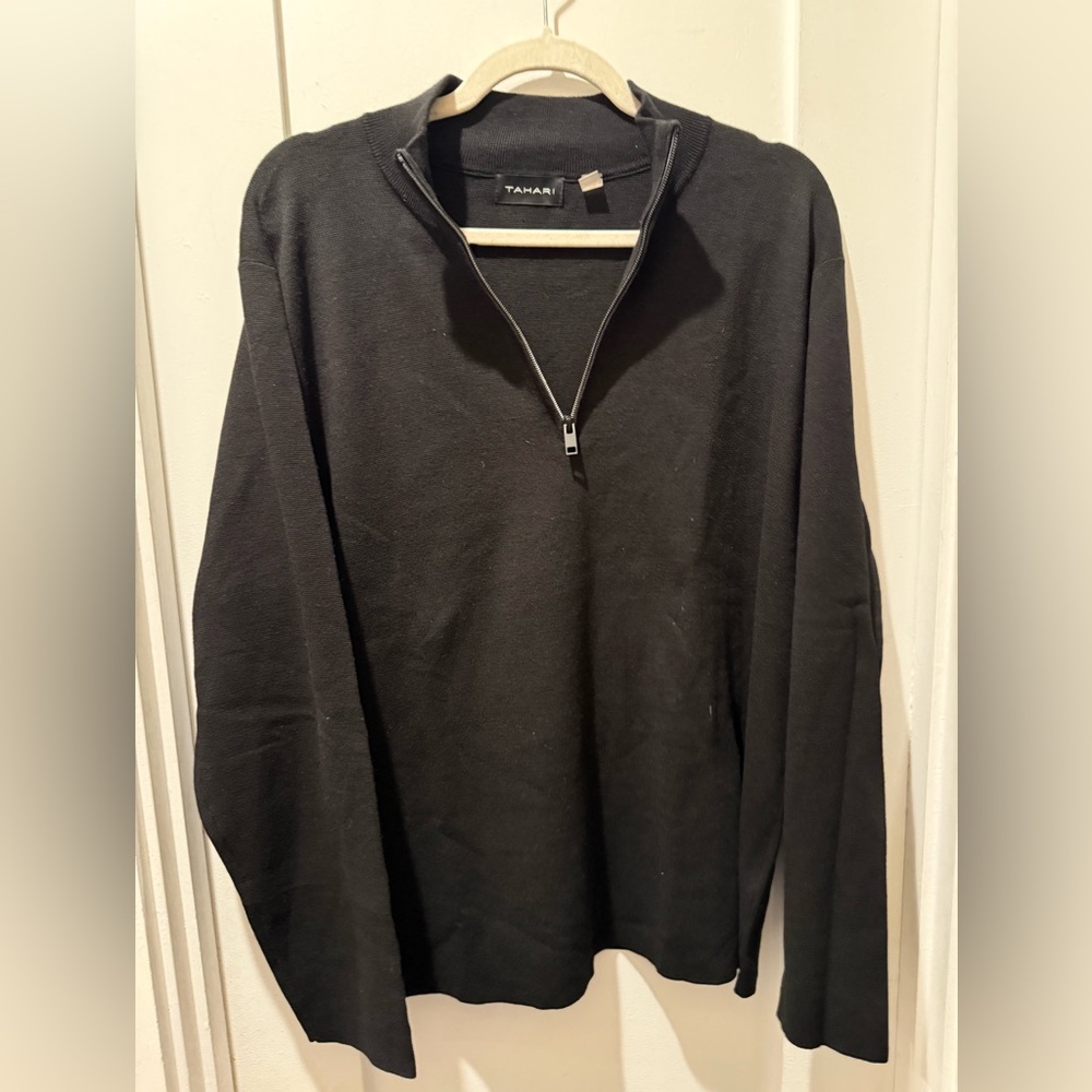 Tahari Men's Zip-Up Sweater in Black